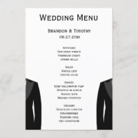 Black And White Gay Wedding Menu Cards
