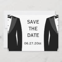 Black And White Gay Wedding Save The Date Card