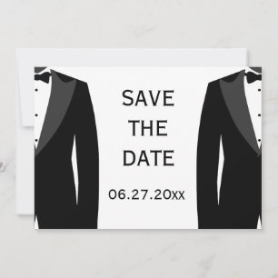 Black And White Gay Wedding Save The Date Card