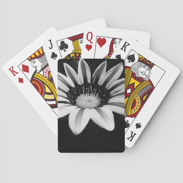 Black and White Gazania Flower Photograph Playing Cards (Back)