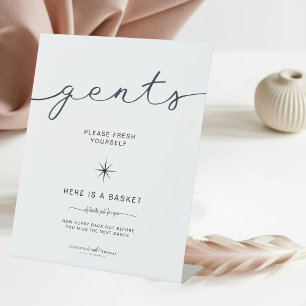 Black And White Gents Bathroom Basket Wedding Pedestal Sign