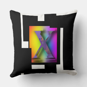 Black And White Geo Block Letter X Cushion