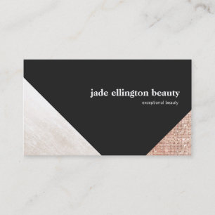 Black and White Geometric Abstract Copper Accent Business Card