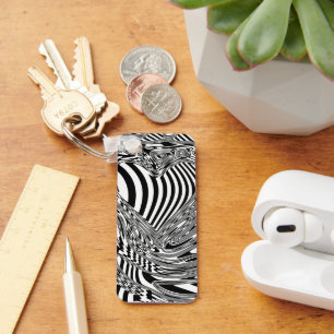 Black And White Geometric Art 12 Key Ring