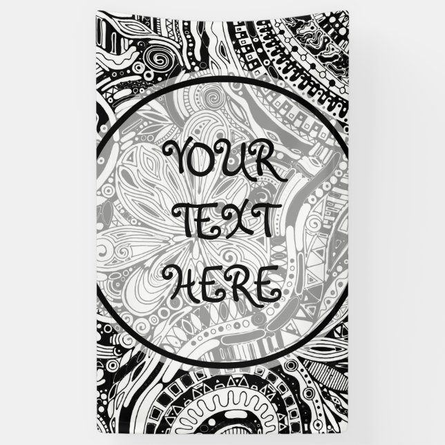 Black And White Geometric Art 15 Banner (Vertical)