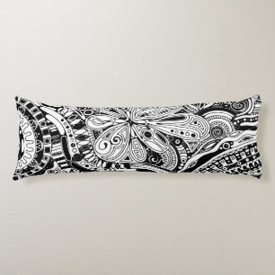 Black And White Geometric Art 15 Body Cushion