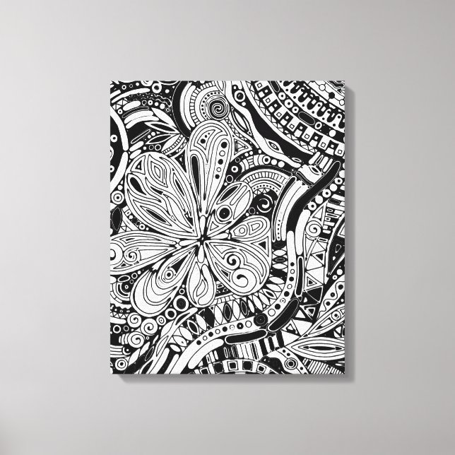 Black And White Geometric Art 15 Canvas Print (Front)