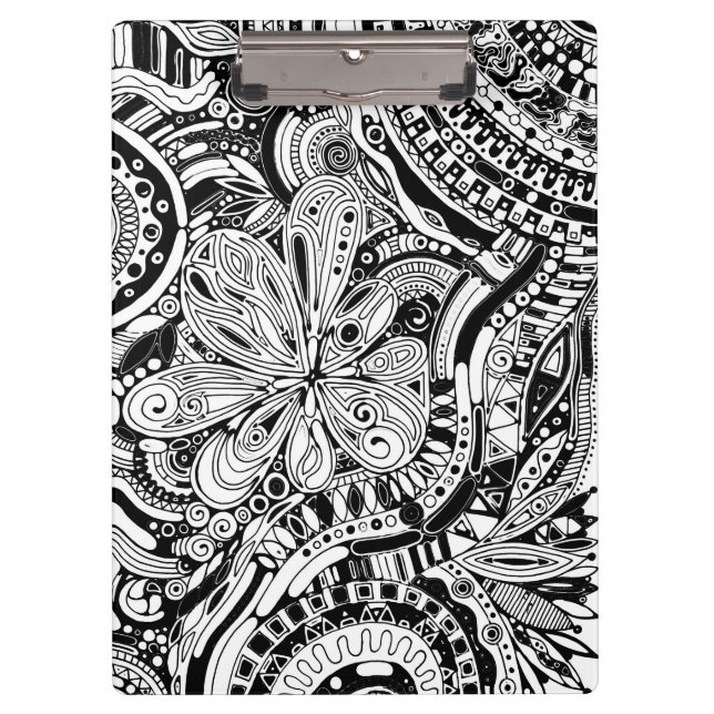 Black And White Geometric Art 15 Clipboard (Front)