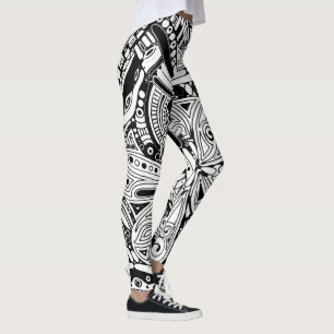 Black And White Geometric Art 15 Leggings