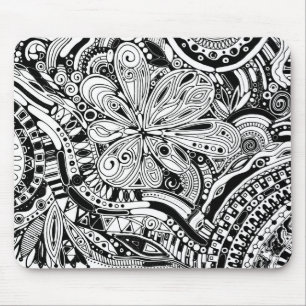 Black And White Geometric Art 15 Mouse Mat