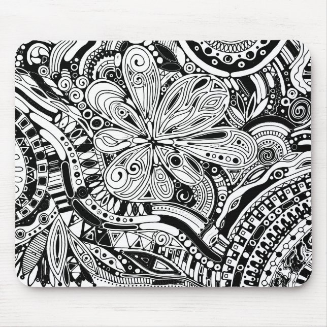 Black And White Geometric Art 15 Mouse Mat (Front)