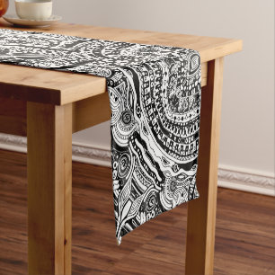 Black And White Geometric Art 15 Short Table Runner