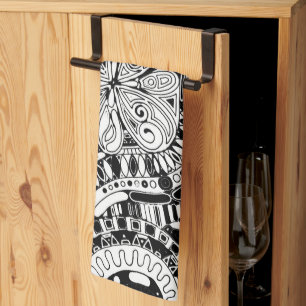 Black And White Geometric Art 15 Tea Towel
