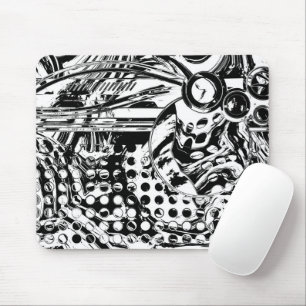 Black And White Geometric Art 20 Mouse Mat