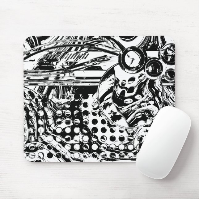 Black And White Geometric Art 20 Mouse Mat (With Mouse)