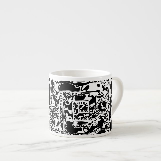 Black And White Geometric Art 25 Espresso Cup (Front Right)