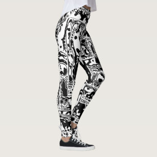 Black And White Geometric Art 25 Leggings