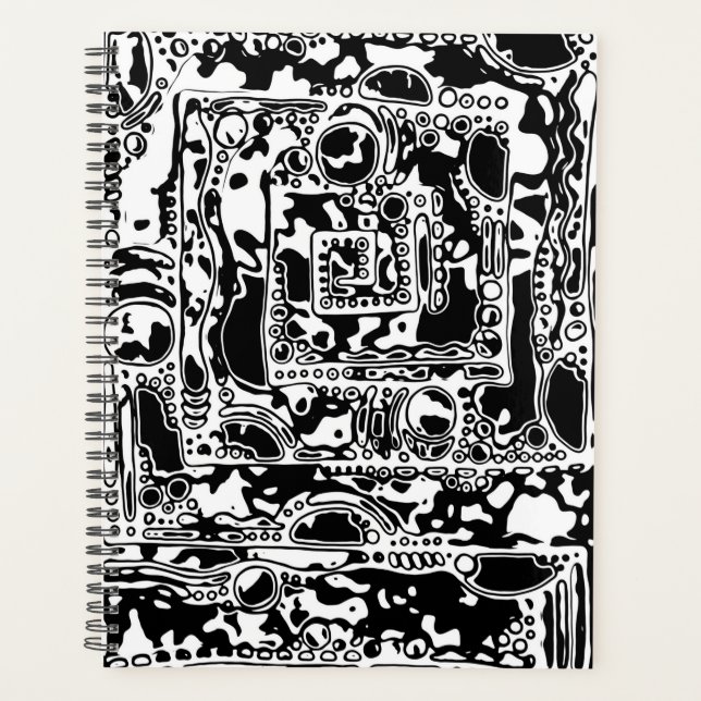 Black And White Geometric Art 25 Planner (Front)