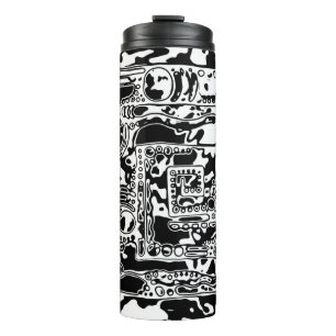 Black And White Geometric Art 25 Thermal Tumbler