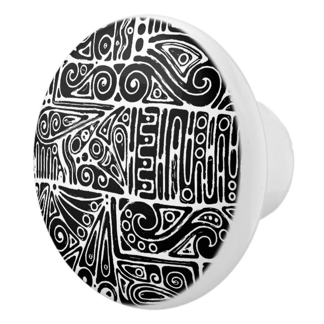 Black And White Geometric Art 2 Ceramic Knob (Right)