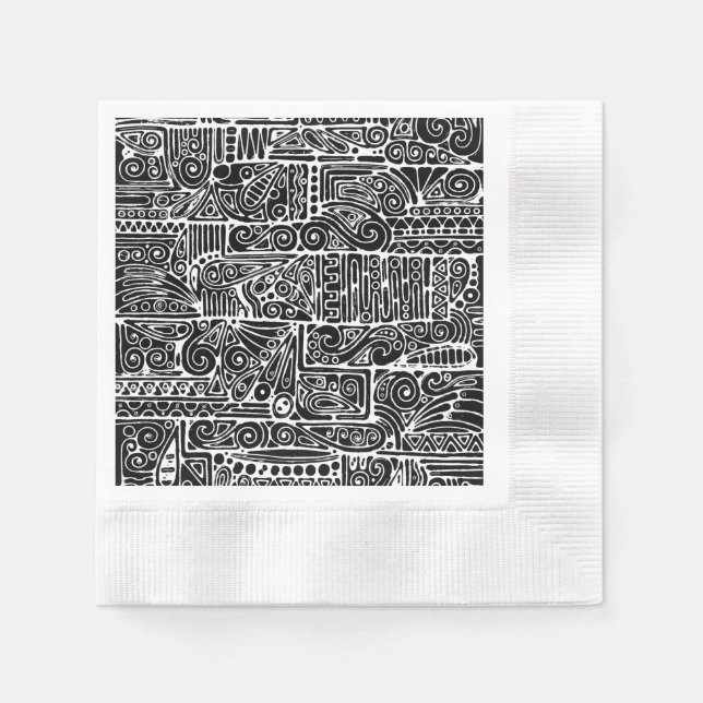 Black And White Geometric Art 2 Napkin (Front)