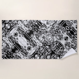 Black And White Geometric Art 3 Beach Towel