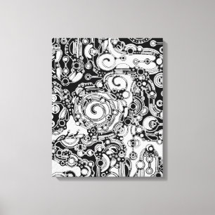 Black And White Geometric Art 3 Canvas Print