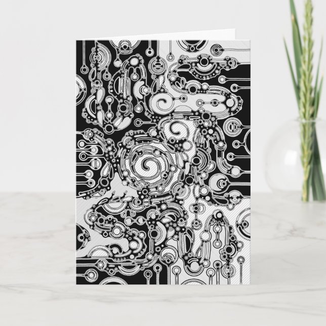 Black And White Geometric Art 3 Card (Front)