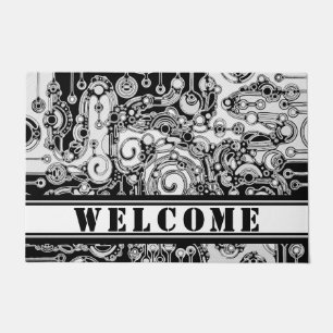 Black And White Geometric Art 3 Doormat