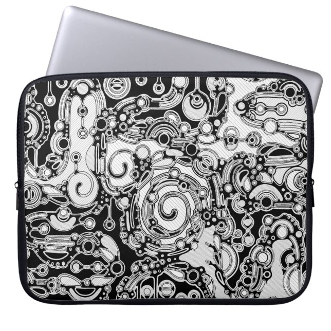 Black And White Geometric Art 3 Laptop Sleeve (Front)