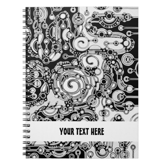 Black And White Geometric Art 3  Notebook (Front)