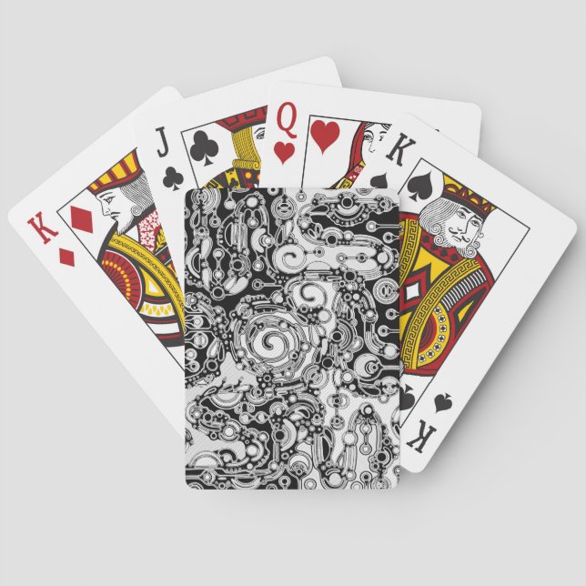 Black And White Geometric Art 3 Playing Cards (Back)