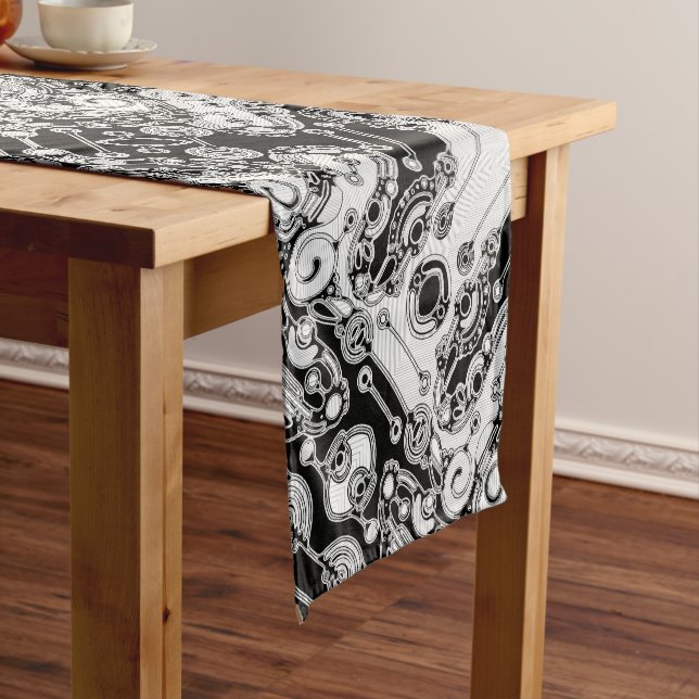 Black And White Geometric Art 3 Short Table Runner (In Situ)