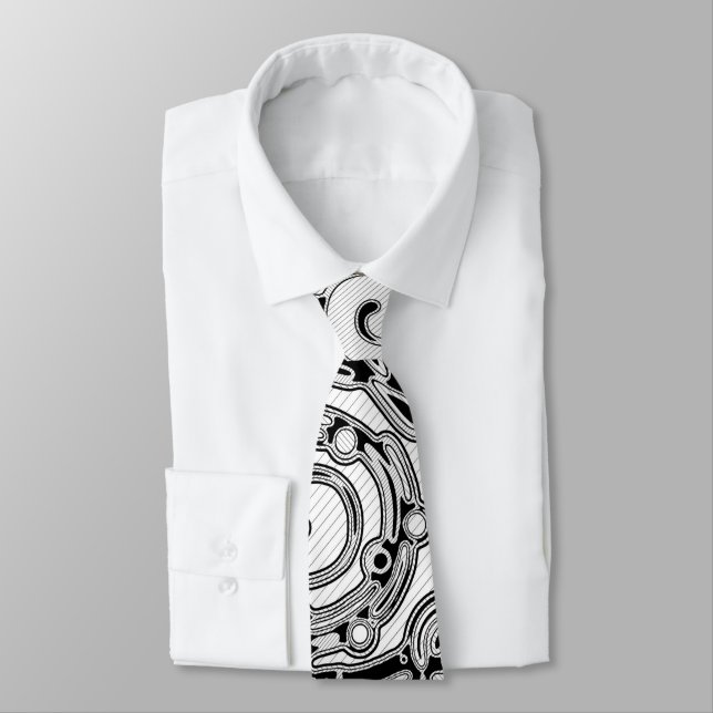 Black And White Geometric Art 3 Tie (Tied)