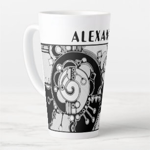 Black And White Geometric Art 4 Latte Mug