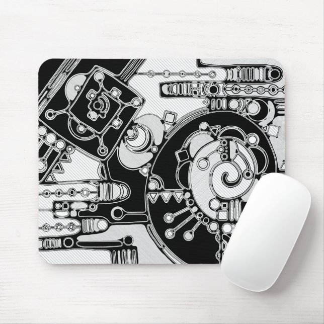 Black And White Geometric Art 4 Mouse Mat (With Mouse)
