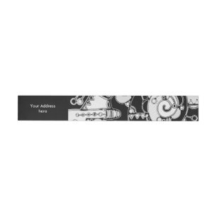 Black And White Geometric Art 4 Wraparound Address Label