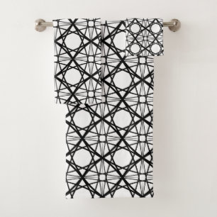 Black and White Geometric Art Bath Towel Set