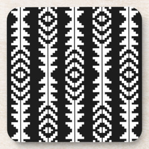Black and White Geometric Boho Design Coaster