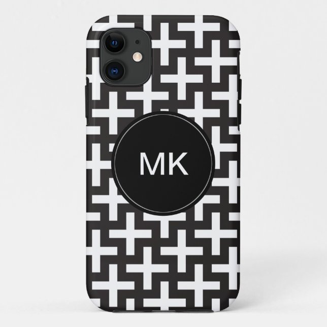 Black and White Geometric Case-Mate iPhone Case (Back)