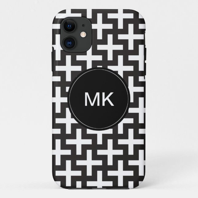 Black and White Geometric Case-Mate iPhone Case (Back)