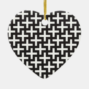 Black and White Geometric Ceramic Tree Decoration
