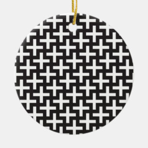 Black and White Geometric Ceramic Tree Decoration