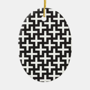 Black and White Geometric Ceramic Tree Decoration