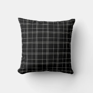 Black and White Geometric Check Plaid Pattern Cushion
