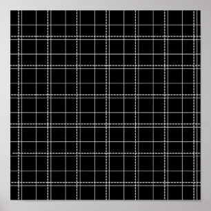 Black and White Geometric Check Plaid Pattern Poster