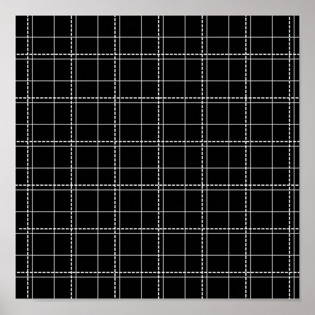 Black and White Geometric Check Plaid Pattern Poster (Front)