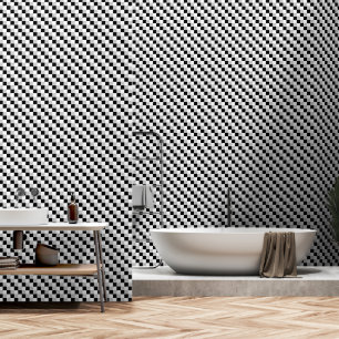 Black and White Geometric Checks   Lines Pattern Wallpaper