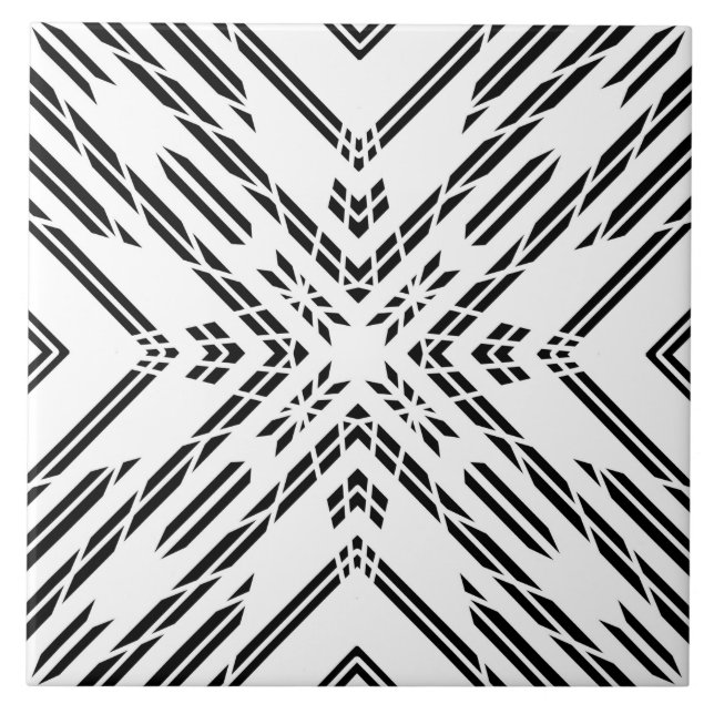 Black and White Geometric Chevron Tile (Front)