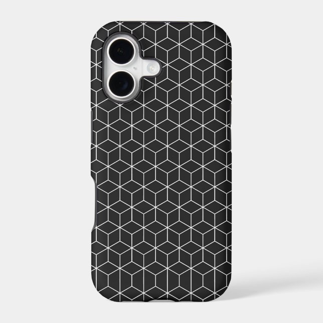  Black and White Geometric Cube Pattern (Back)